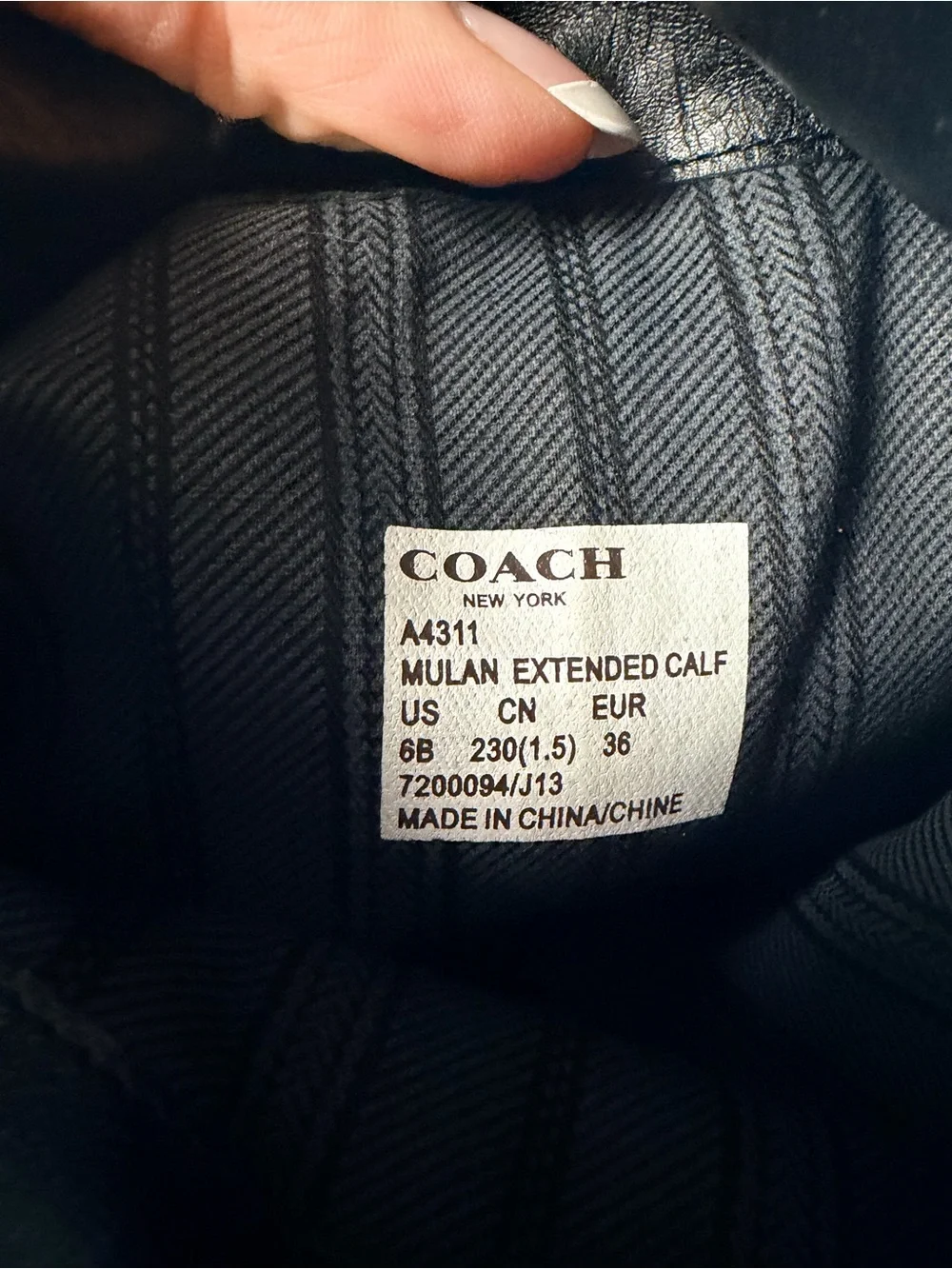 Coach Mulan Extended Calf Black Leather Knee-High Riding Boots Zip Women’s 6B